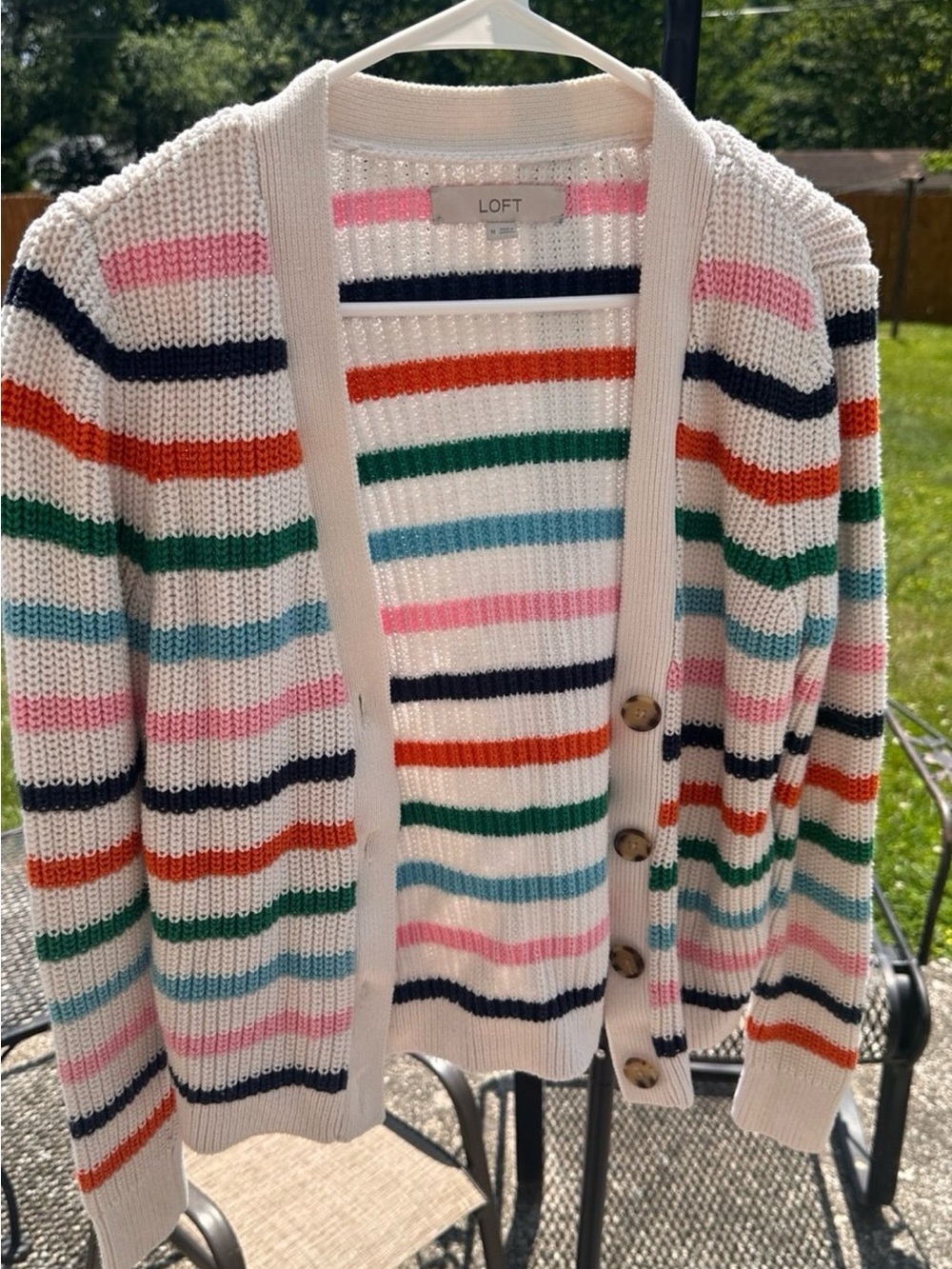 Ann Taylor Loft Striped Cardigan Sweater M